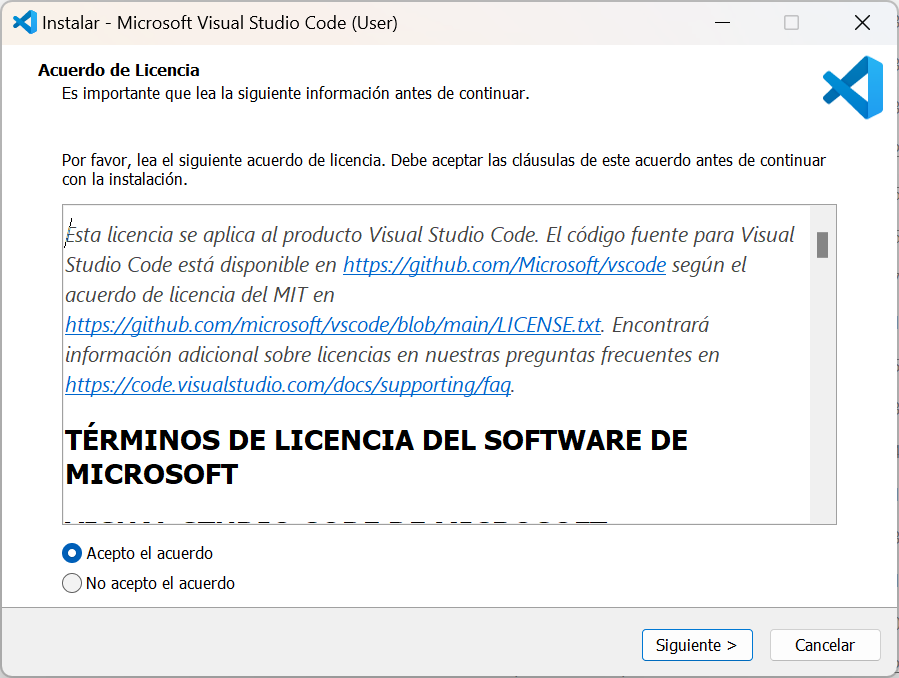 Instalador VSCode parte 1